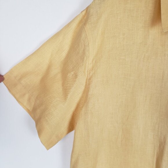 Lafayette 148 Sublime Justice Top Yellow Linen Button Up Boxy Shirt Size Large - Picture 7 of 8